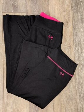 Green Apple Set Of 2 Black Yoga Pants with Pink Accents